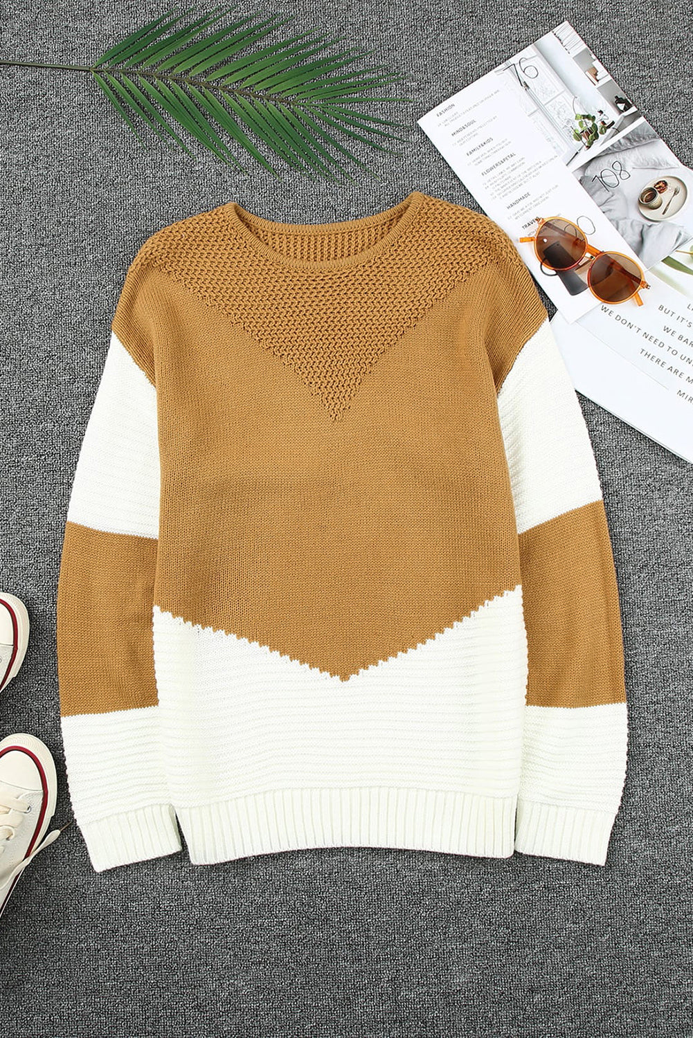 gold two-toned chevron sweater
