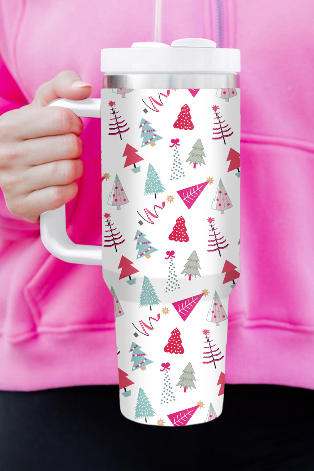 White Christmas tree printed cup