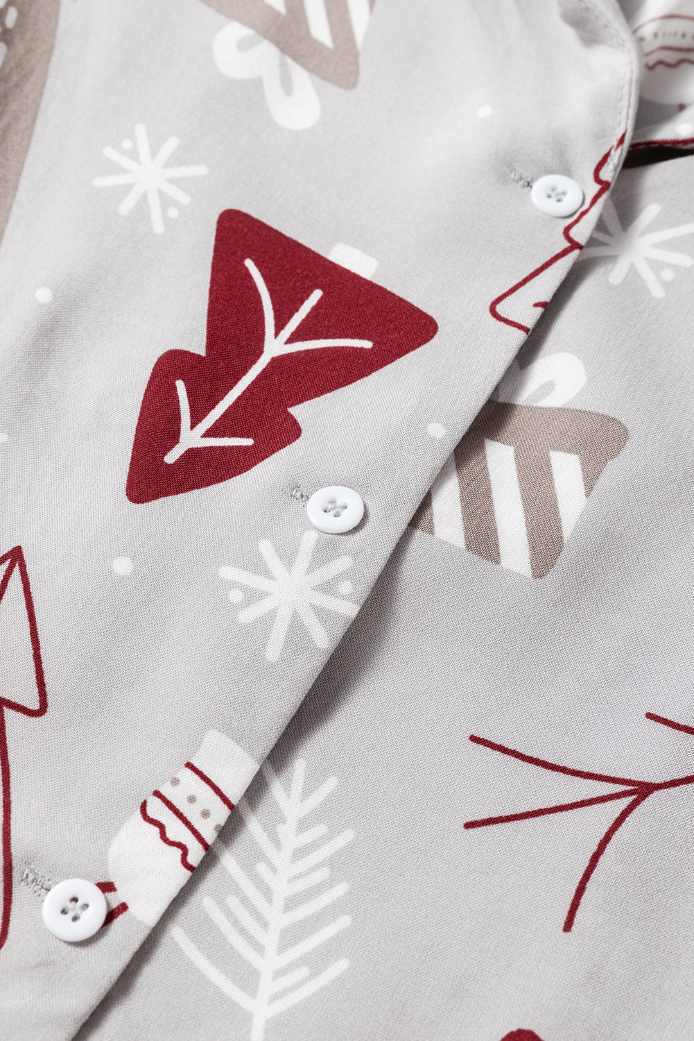 LightGray Christmas Printed Shirt and Pants Pajama set