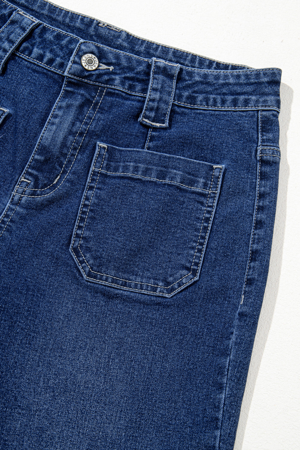 Sail Blue Wide leg Pocketed High Waist Jeans
