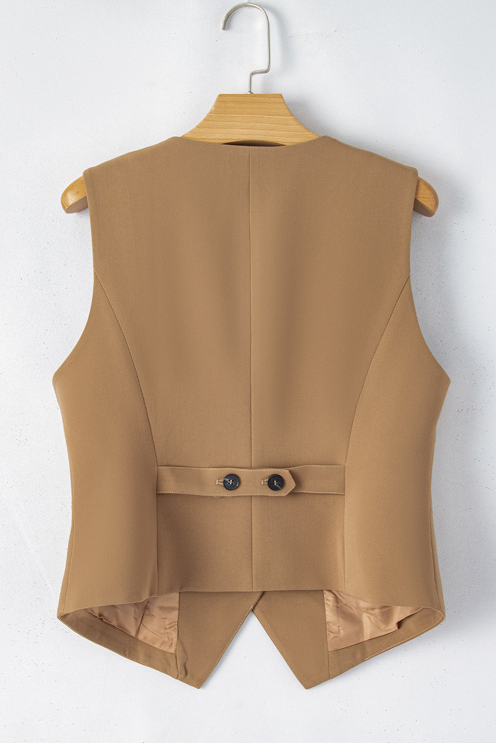 Chestnut Solid color button up V neck vest suit vest